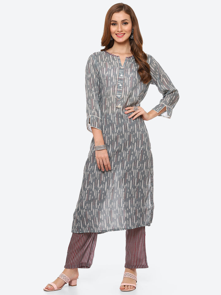 Printed Cotton Kurta With Pant