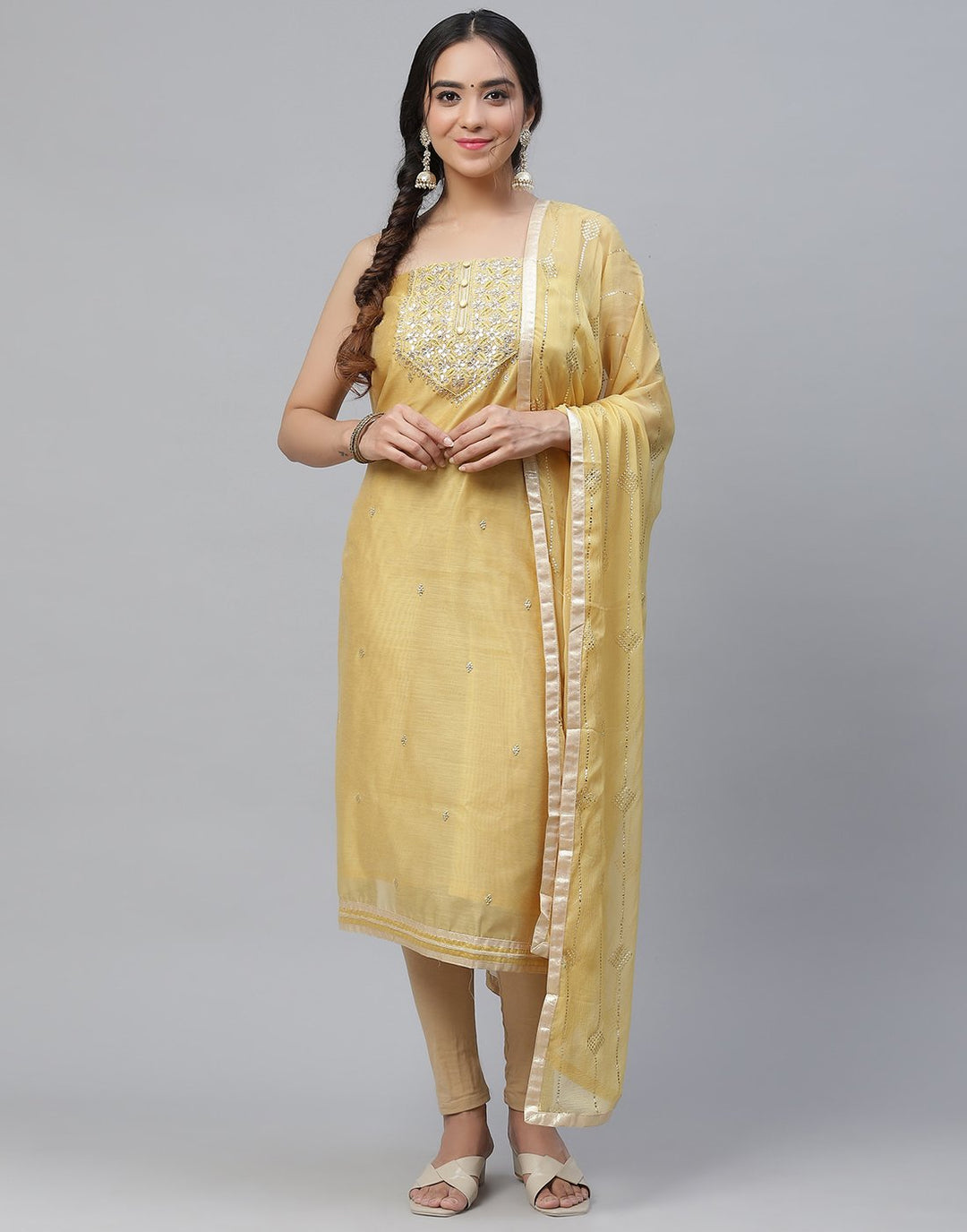 Chanderi Embroidered Suit Piece