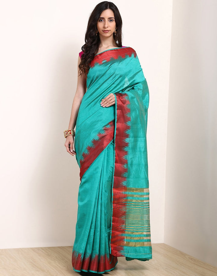 MBZ Meena Bazaar-Mustard Art Handloom Saree
