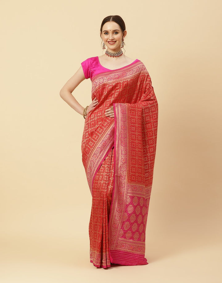 Woven Zari Jaal Art Handloom Saree
