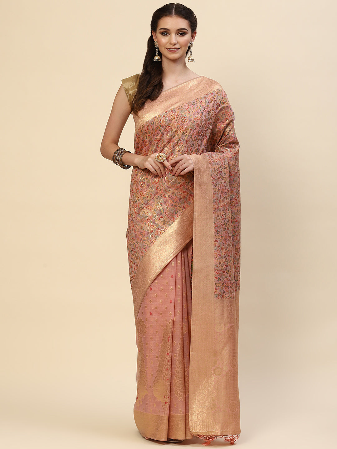 Floral Zari Jaal Handloom Woven Saree