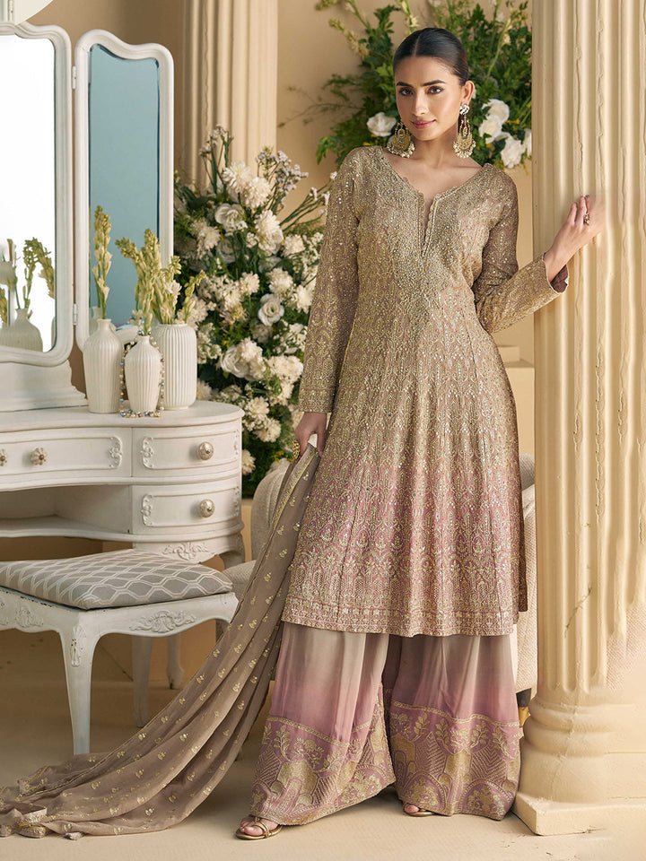 Embroidered Georgette Suit With Pant &amp; Dupatta