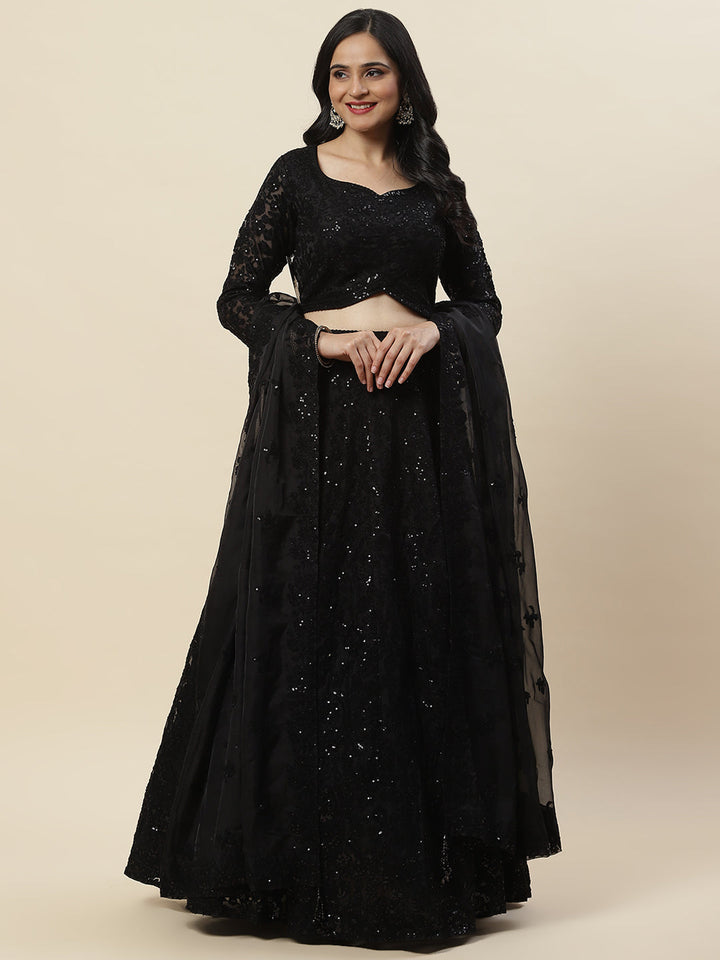 Sequence Work Georgette Choli With Lehenga &amp; Dupatta