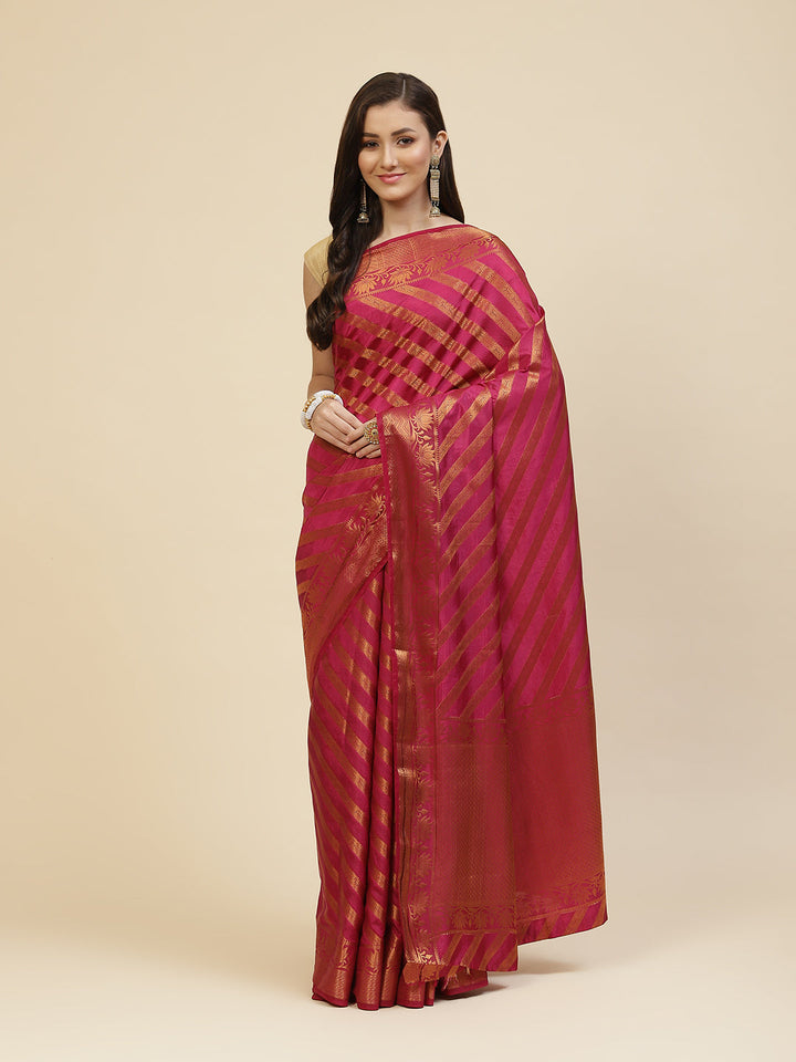 Zari Jaal Stripes Handloom Woven Saree