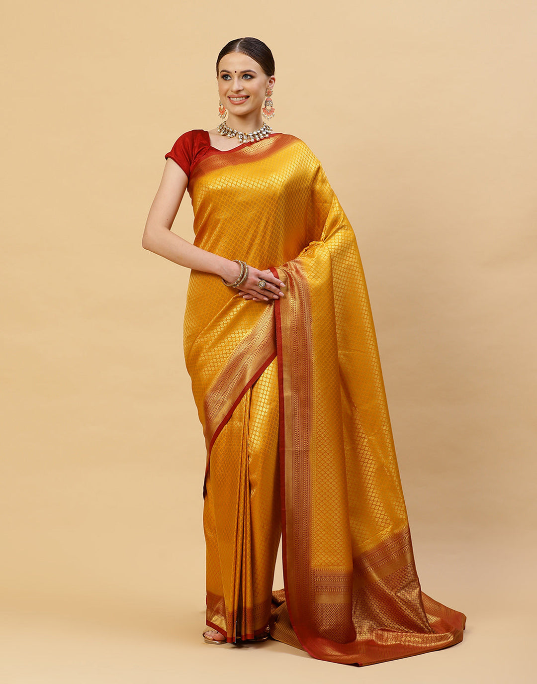 Zari Border Booti Art Handloom Woven Saree