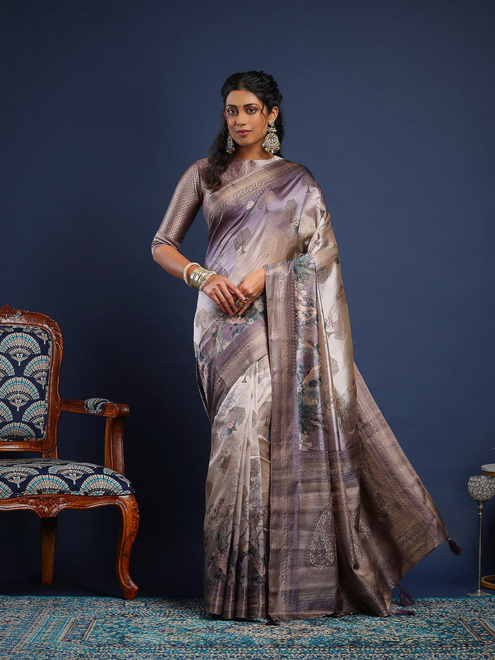 Printed &amp; Woven Design Art Silk Saree