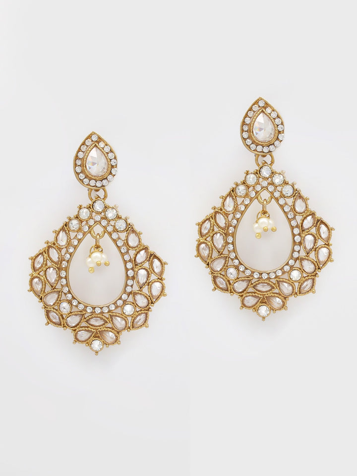 Gold &amp; White Drop Earrings