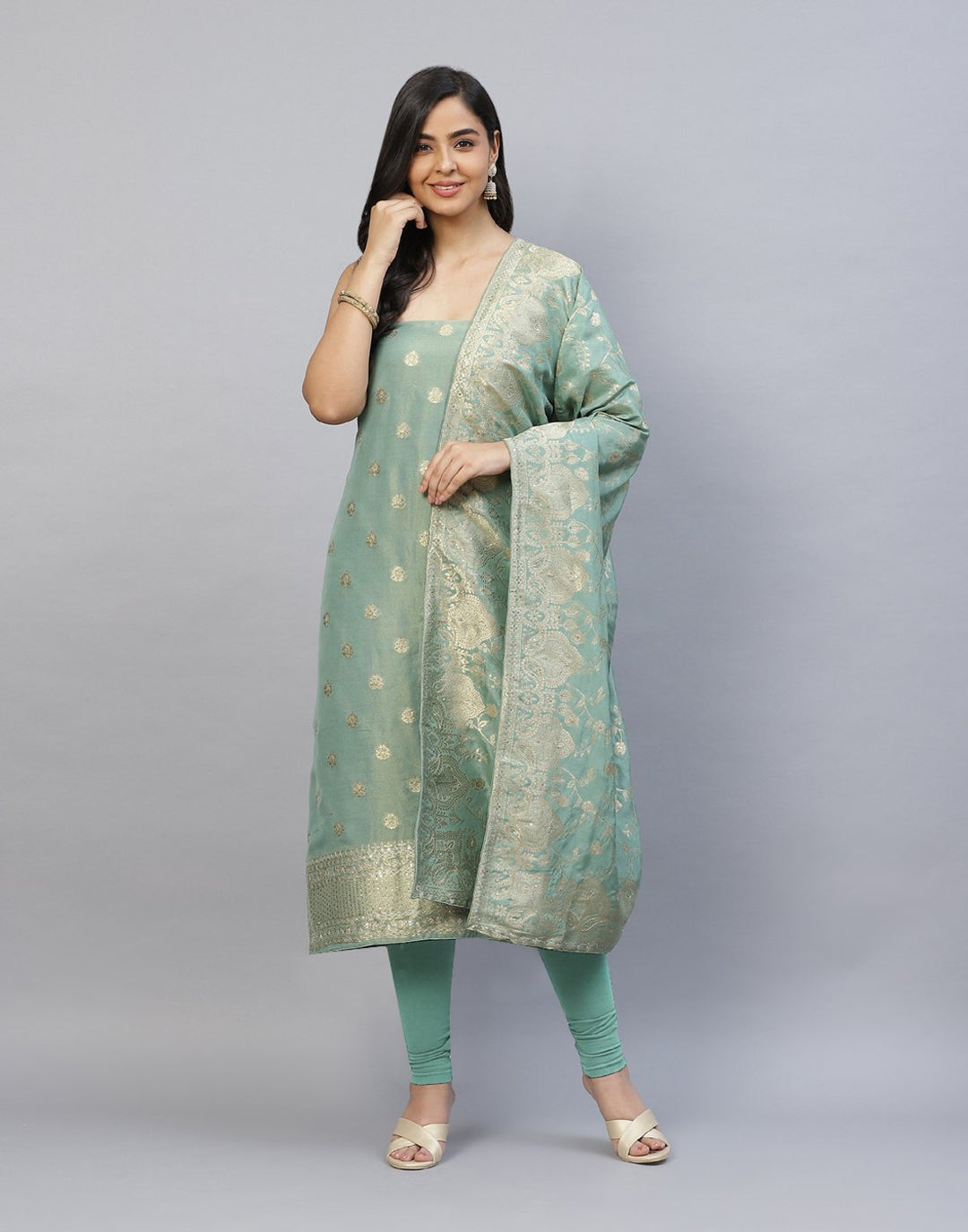 Embroidered Banarasi Tissue Suit Piece