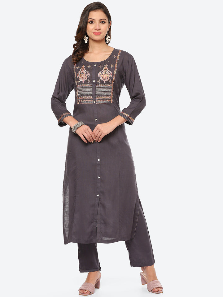 Resham Work Cotton Kurta With Pant