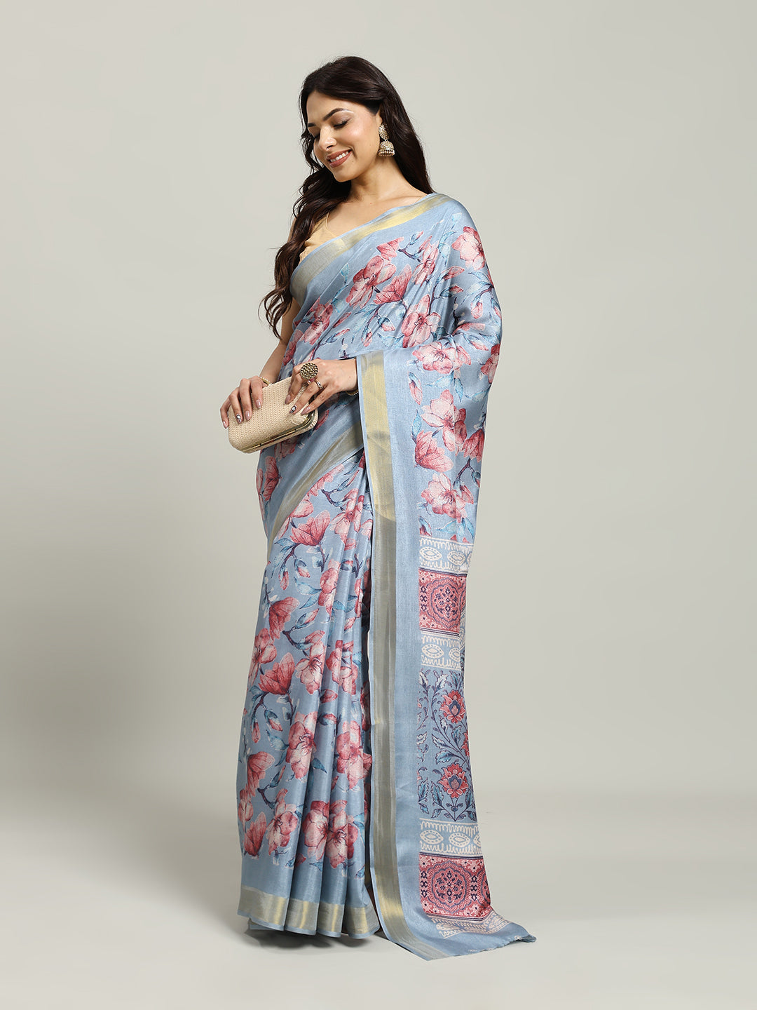Floral Printed Art Silk Woven Saree