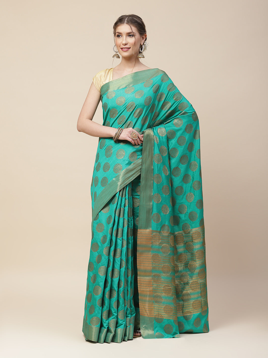Ethnic Motifs Art Handloom Woven Saree