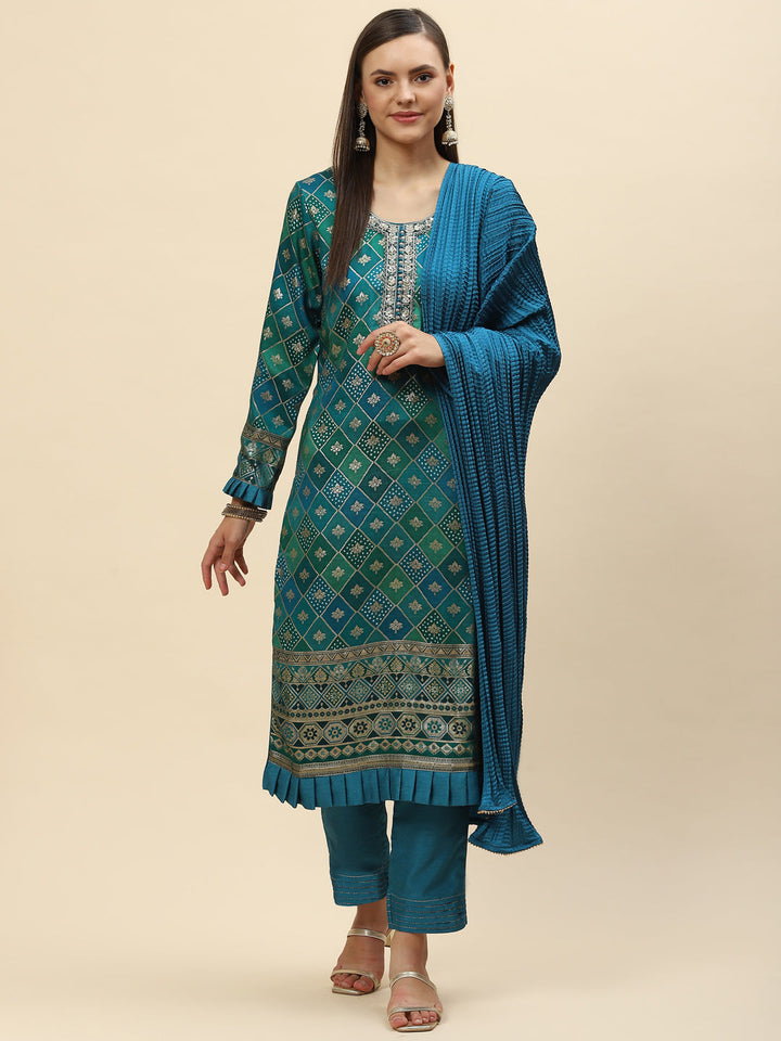 Banarasi Georgette Kurta With Pants &amp; Dupatta