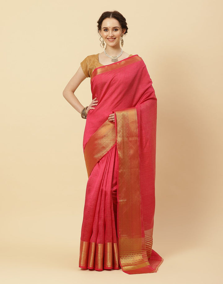 Woven Art Handloom Plain Zari Border Saree
