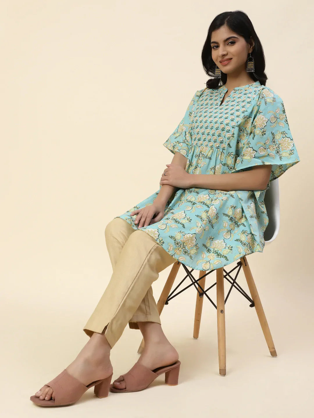 Floral Printed Cotton Kaftan Kurti