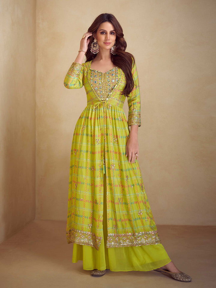 Embroidered Chinnon Silk Straight Choli &amp; Skirt With Jacket