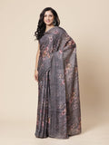 Digital Floral Printed Stone Work Satin Saree