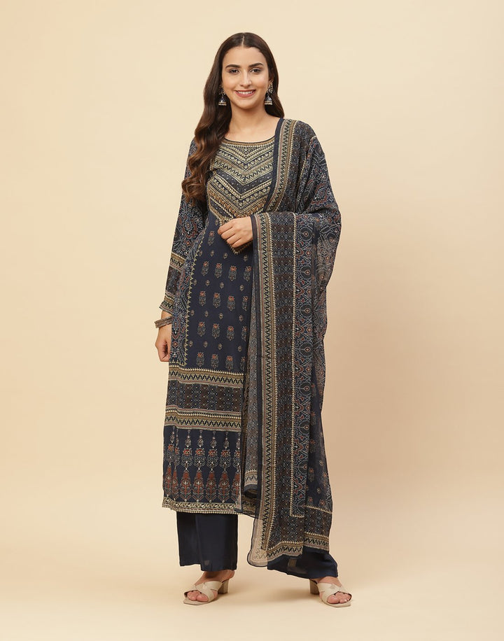 Digital Printed Crepe Salwar Kameez Stitched Suit With Georgette Dupatta