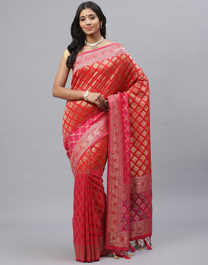 Banarasi Woven Silk Saree  With Embroidery