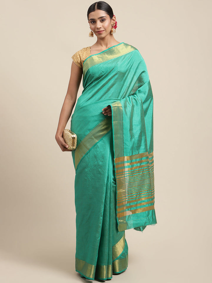 Plain Zari Border Art Handloom Woven Saree