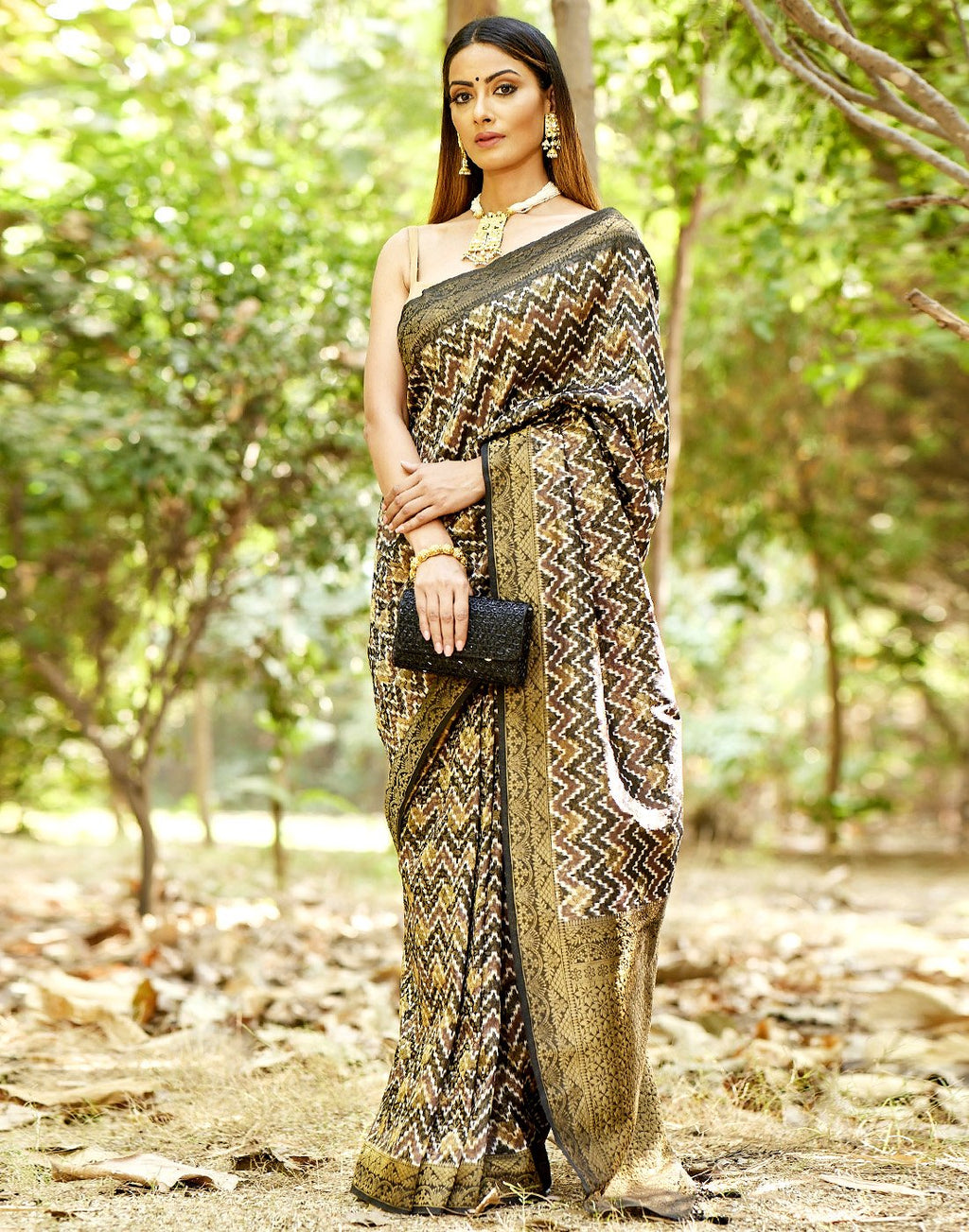 MBZ Meena Bazaar-Printed Art HAndloom Saree