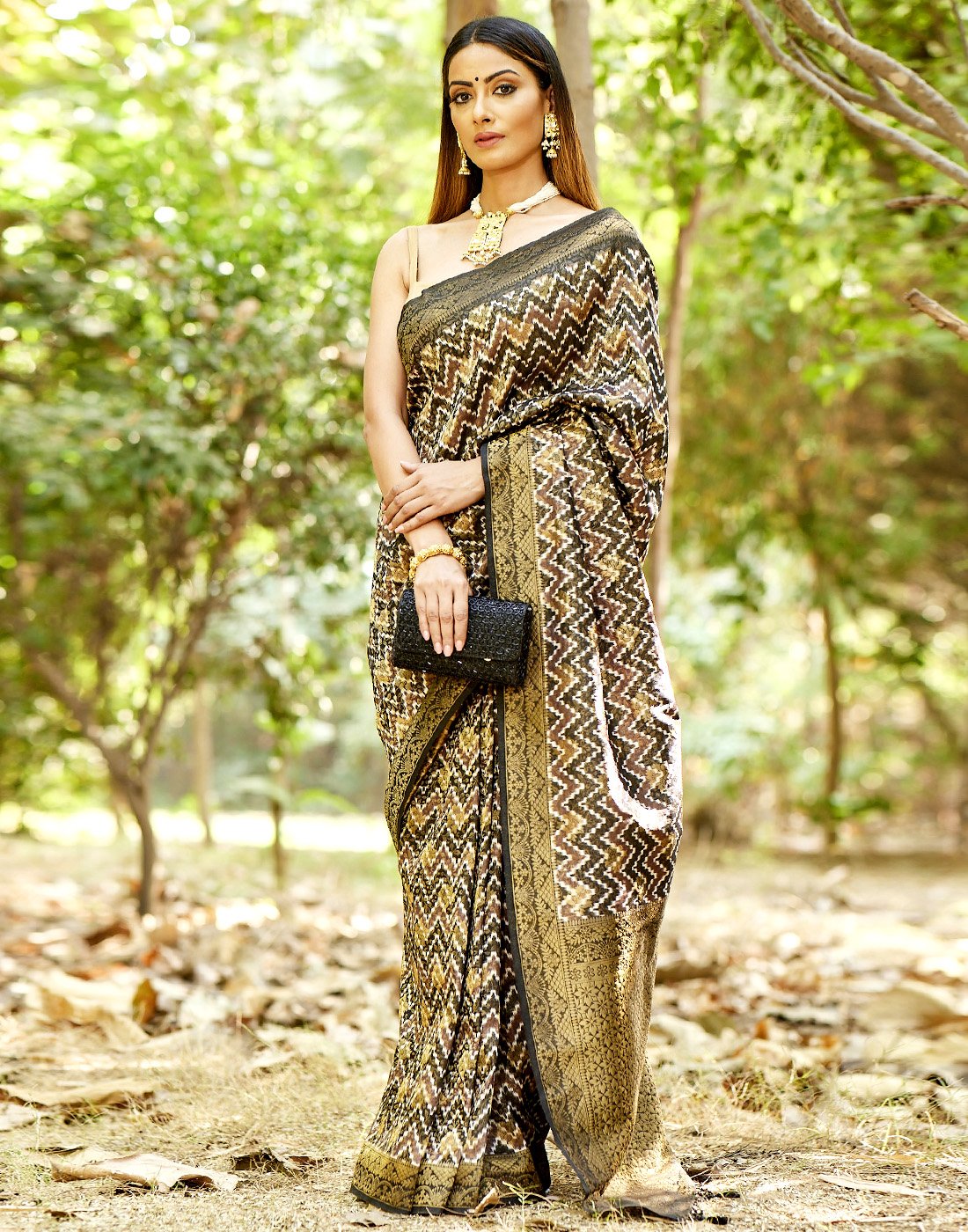MBZ Meena Bazaar-Printed Art HAndloom Saree