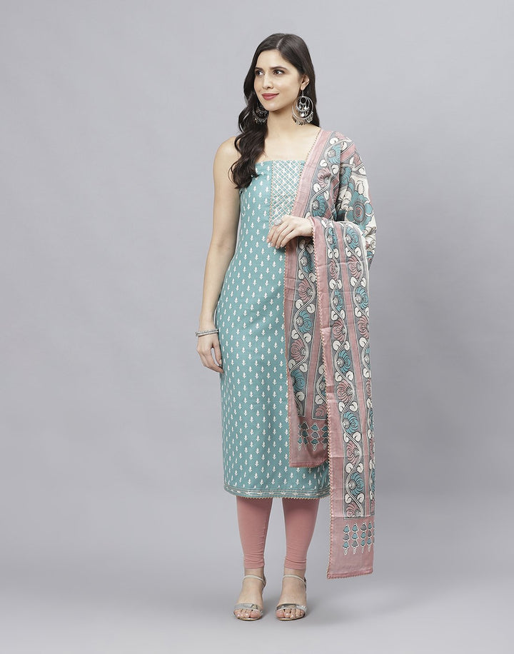 Printed Cotton Suit Piece With Dupatta