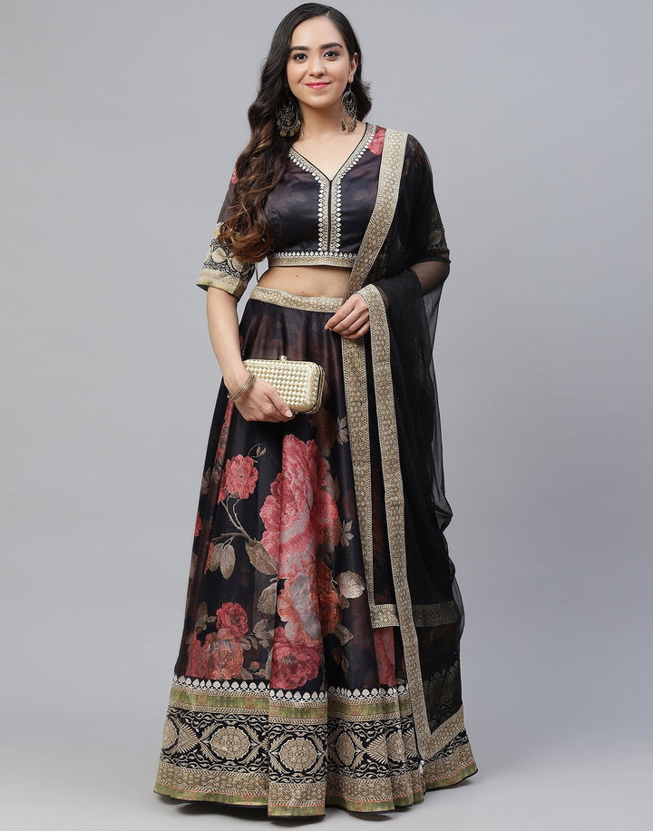 Satin Digital Print Lehenga