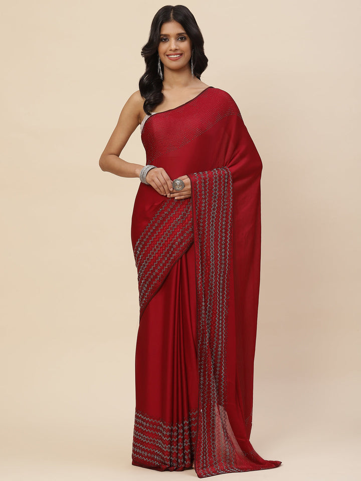Stone Embroidered Crepe Saree