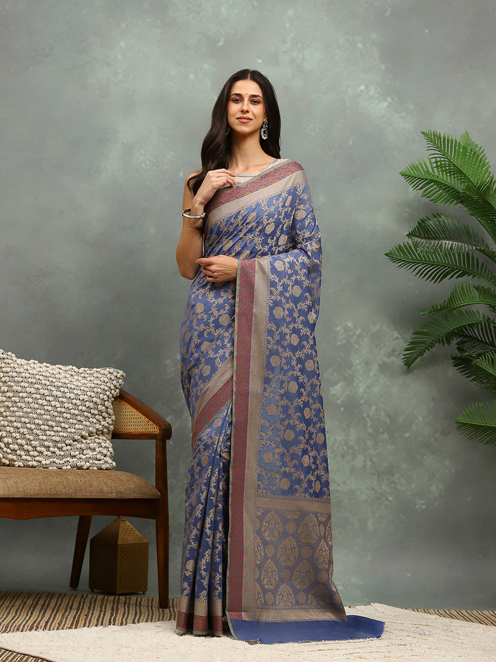 Resham Woven Design Cotton Blend Woven Saree
