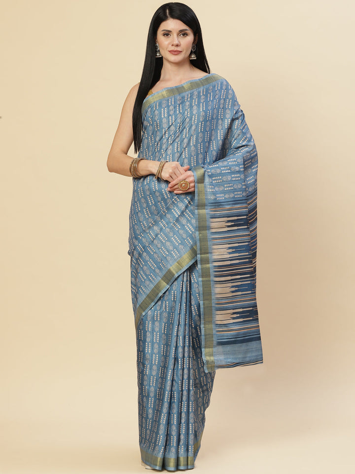 Printed Booti Tussar Saree