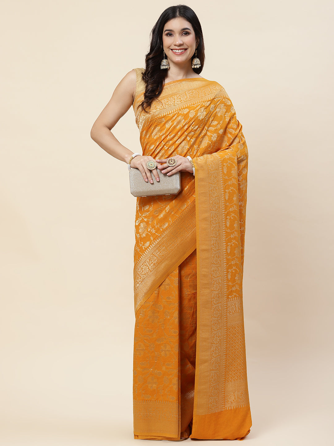 Zari Jaal Tussar Silk Plain Saree