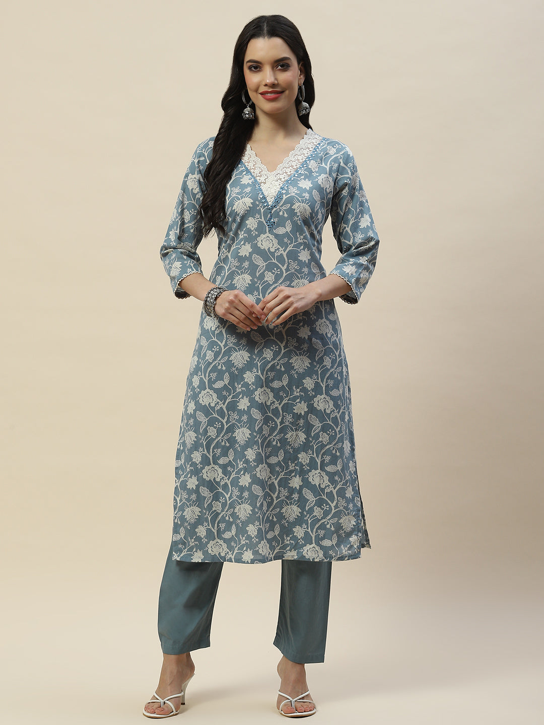 Printed Muslin Kurta With Pants