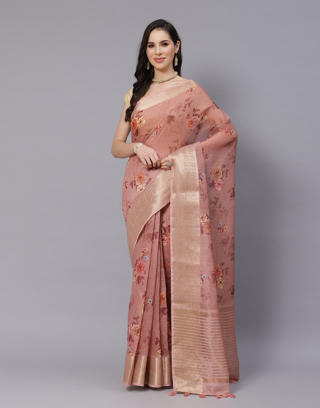 Digital Floral Cotton Printed Saree