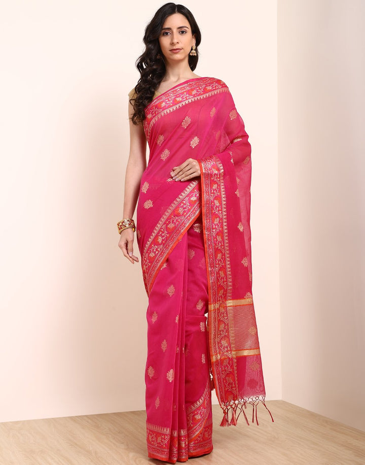 Red Cotton Woven Saree
