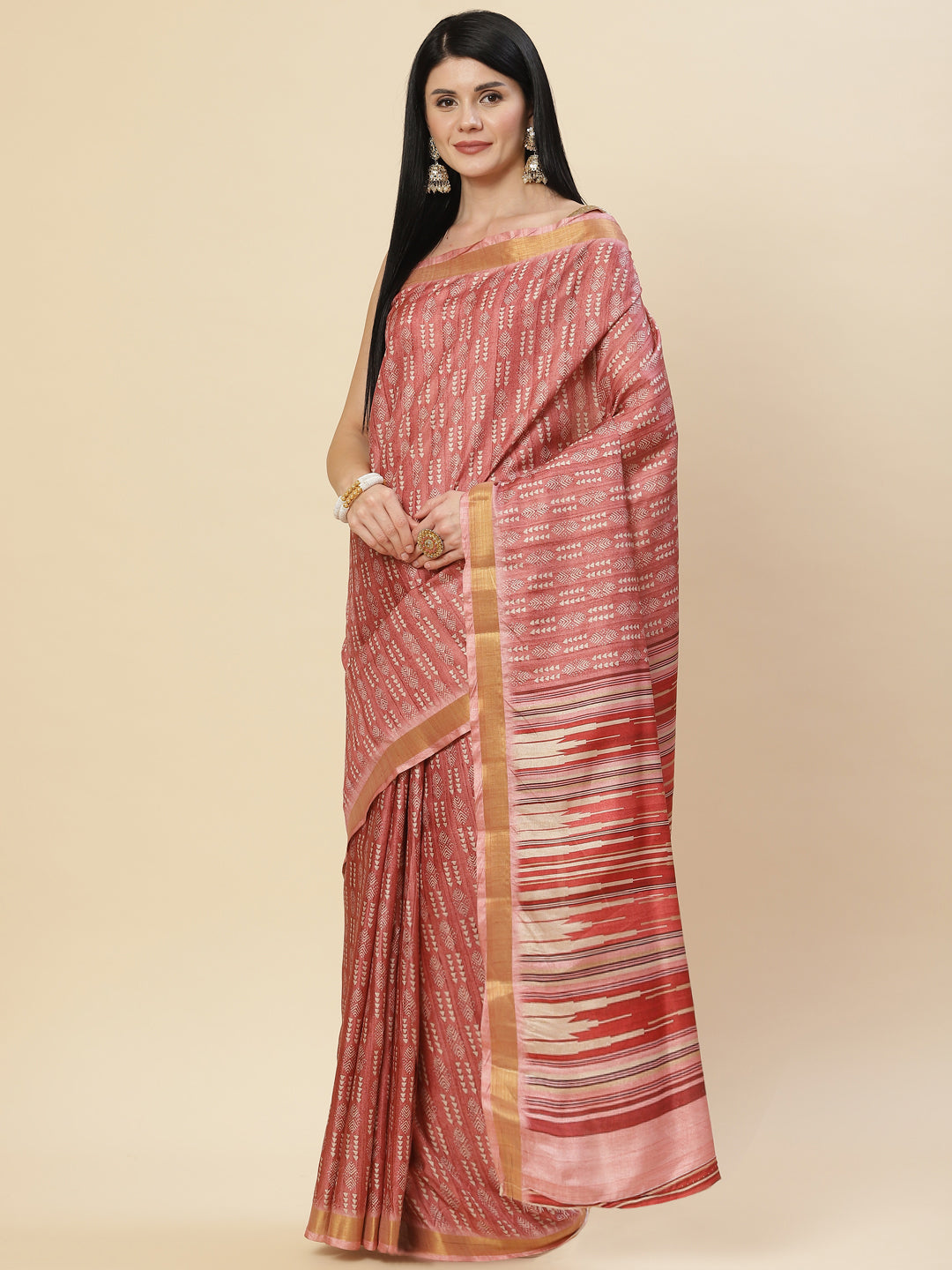 Printed Booti Tussar Saree