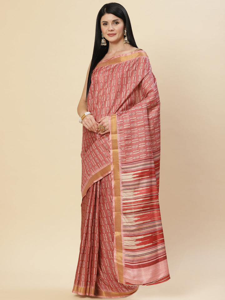 Printed Booti Tussar Saree