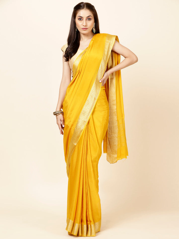 Zari Border Plain Crepe Saree