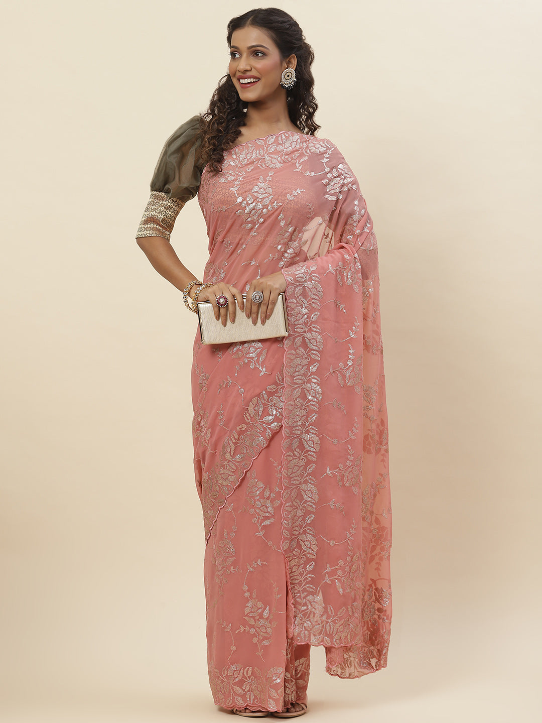 Sequence Embroidered Georgette Saree