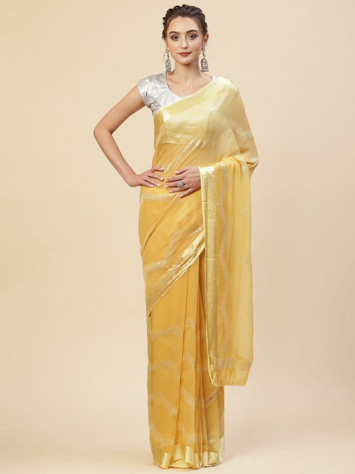 Sequin Embroidered Chiffon Plain Saree