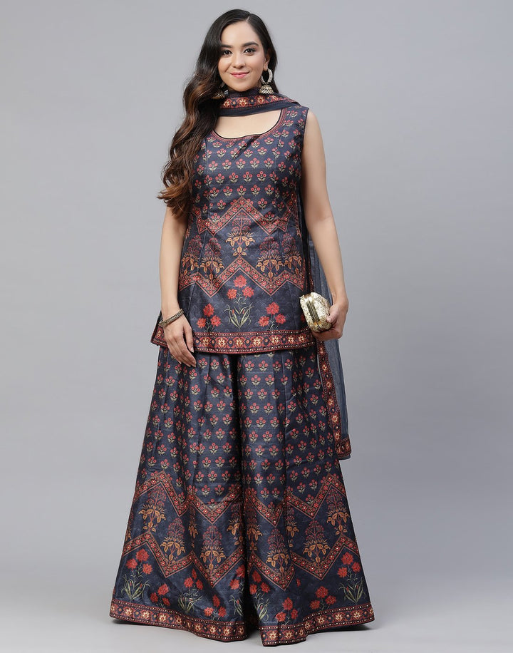 Banarasi Handloom Dupion silk Lehenga with contrast dupatta