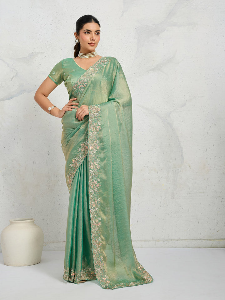 Embroidered Chiffon Saree