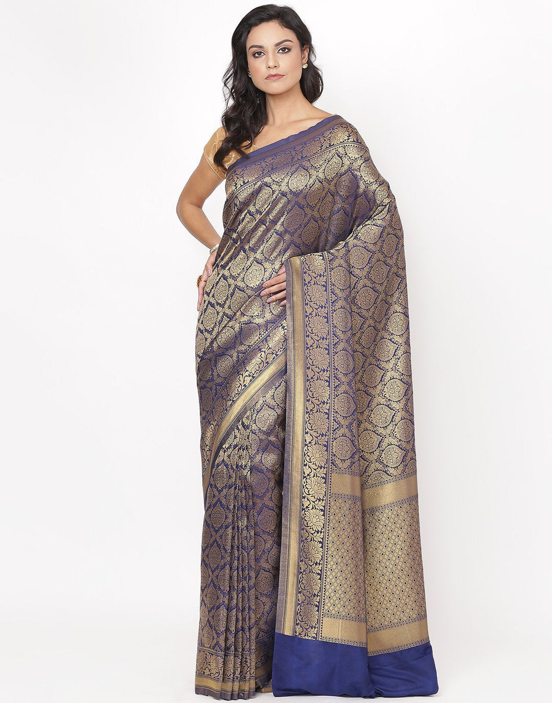 Navy Blue Art Handloom Saree