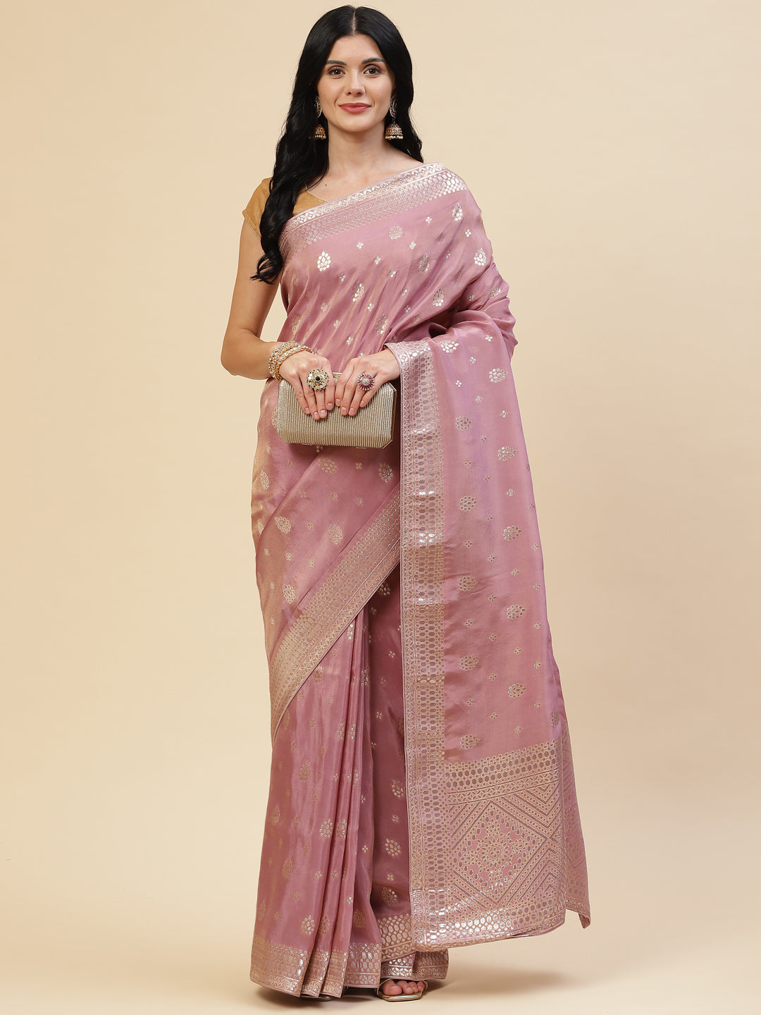 Zari Booti Organza Woven Saree