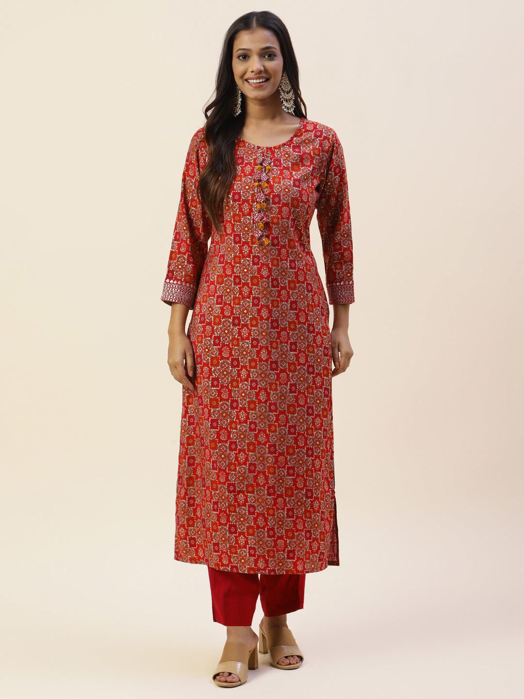 Printed Cotton Kurta With Pants