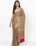 Beige Crepe Jacquard Saree