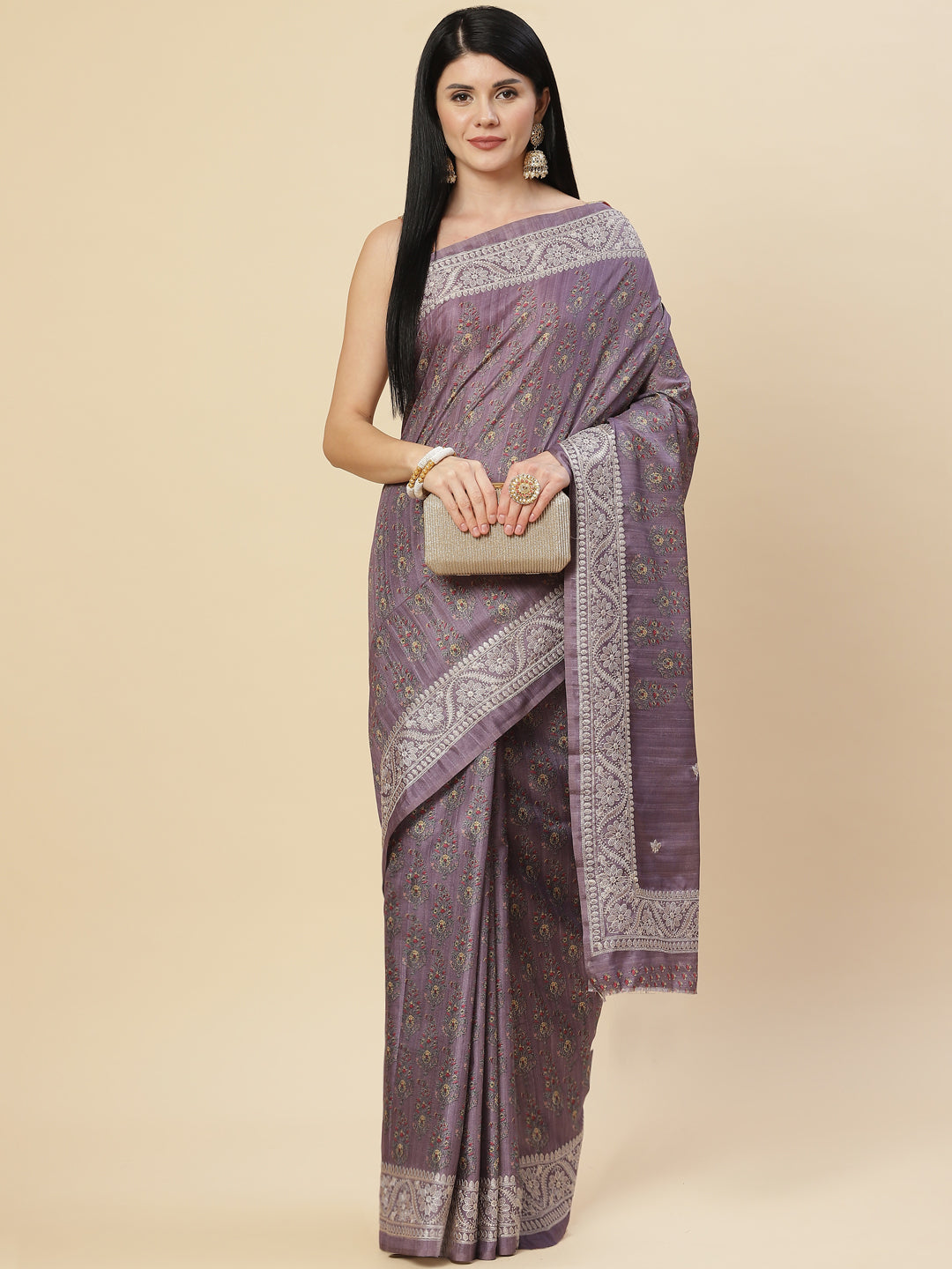 Digital Printed Tussar Saree