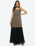 Zari Embroidered Georgette kurta With Palazzo & Dupatta
