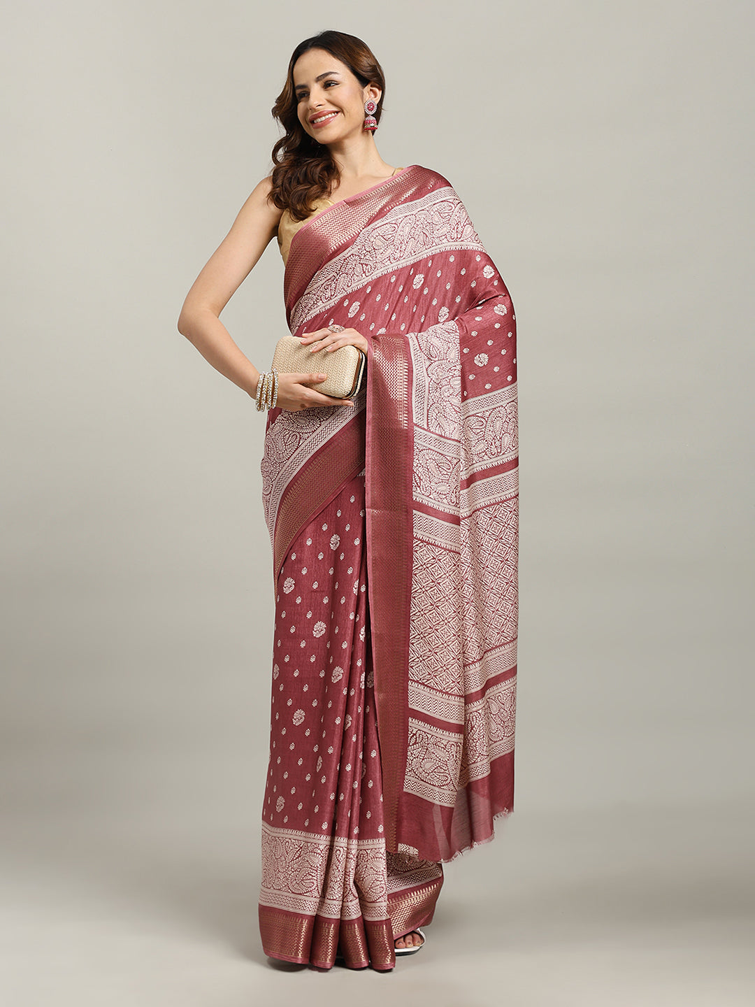 Printed Booti Dola Cotton Woven Saree