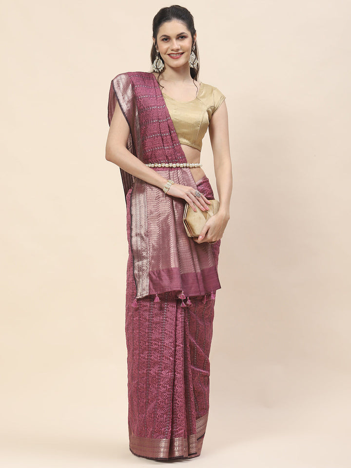 Zari Border Woven Art Tussar Saree