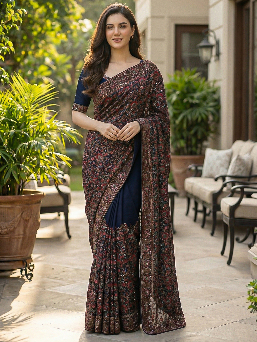 Embroidered Georgette Saree